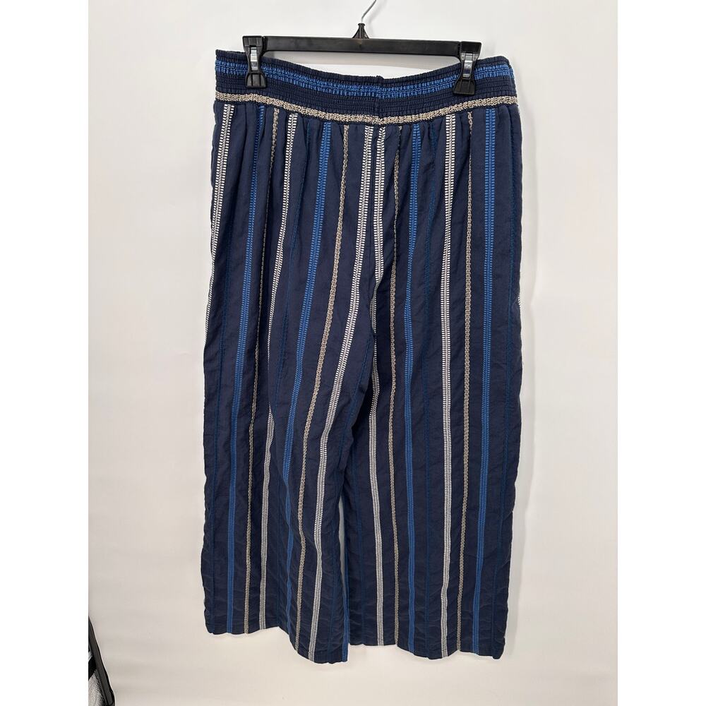 MICHAEL STARS NWT Evereve Navy Embroidered Striped Elastic Waist Pants // XL - Picture 9 of 12